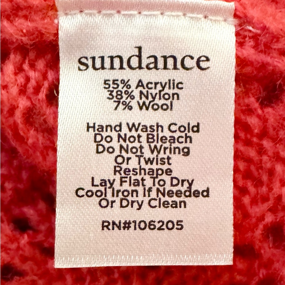 Sundance Sweater Womens XL Pink Pointelle Knit Mock Neck Ruffle Cuff Wool Blend - Picture 7 of 7
